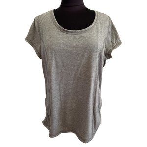 Athletic Works Gray Short Sleeve Top With Side Roushing, Size XXL